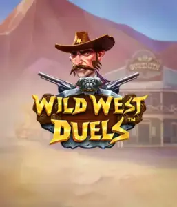  Dive into the daring world of "Wild West Duels" by Pragmatic Play, featuring a hardened gunslinger ready for a showdown. The image shows a fierce cowboy with crossed pistols, framed by a desert backdrop. His intense eyes and authentic attire embody the spirit of the Old West. The game's title is clearly displayed in a rustic font, enhancing the exciting theme. 