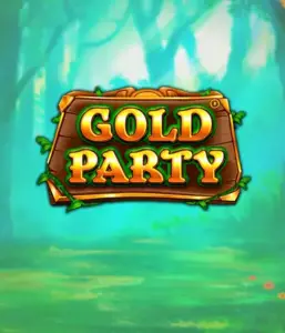 Discover the enchanted forest of the Gold Party game by Pragmatic Play, featuring a rustically styled wooden sign decorated with golden letters. The background features a misty green forest adding a touch of enchantment to the game's theme. Perfect for fans of nature-themed slots, promising a delightful gaming experience. 